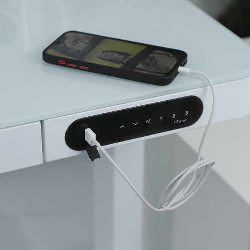 Höj- och sänkbart Skrivbord Nate Stål Vit (120,3 x 60,3 cm)